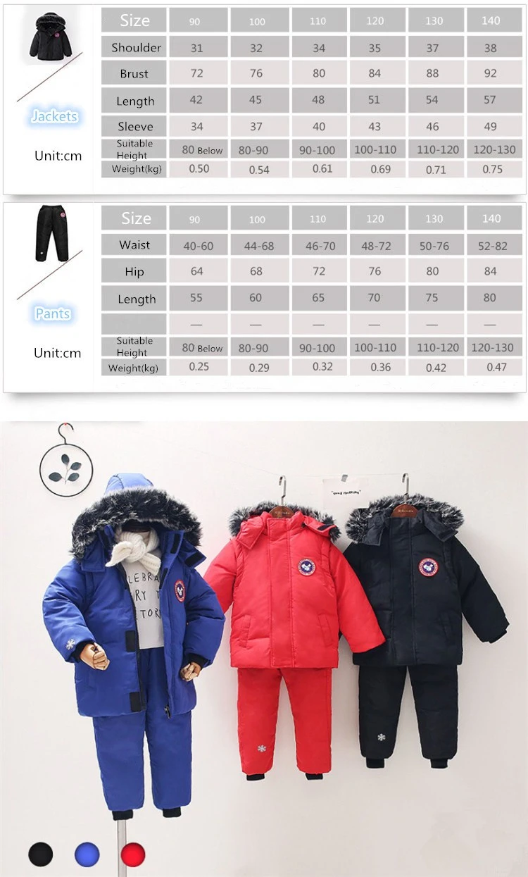 Hotsell Outdoor Canada Jacket Suit Pants Kids Boys Girls Clothing Sets with Fur