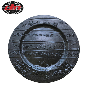 Black Glitter Plastic Charger Plate