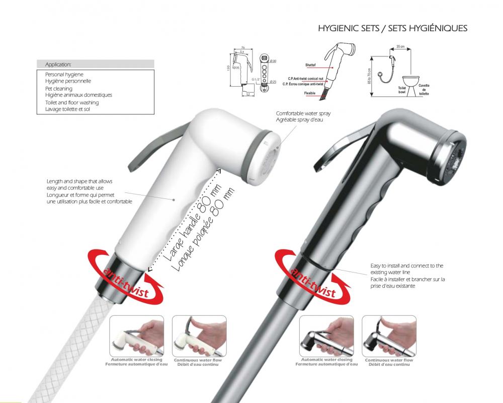 Bestes modernes Hand-Windel-Toiletten-Sprayer aus massivem Messing mit Chrom-Hand-Bidet Shattaf, Metallschlauch, T-Ventil