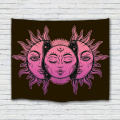 Sun- und Mond-Gesichts-Tapisserie-Mandala Wall Hanging Indian Hippie Bohemian Psychedelic Mystic Tapestry