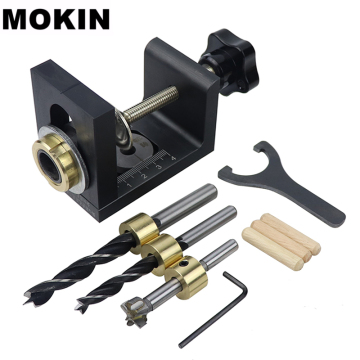 3 in 1 Adjustable Doweling Jig Woodworking Pocket Hole Jig With 8/15mm Drill Bit For Drilling Guide Locator Puncher Tools