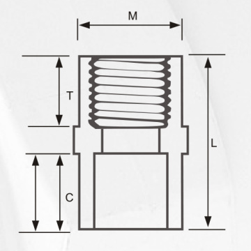 DIN PN16 Bekalan Air Cpvc Female Socket Brass