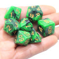 7pcs / set Dichromatic D4 D6 D8 D10 D12 D20 Dados poliédricos Números Diales de escritorio Dados de varios lados para juego de mesa