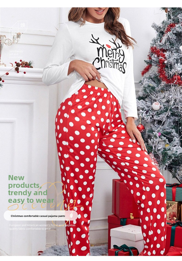Зимний рождественский домашний комплект женской длинной пижамы Winter Christmas Homewear Women's Long Pajamas Set