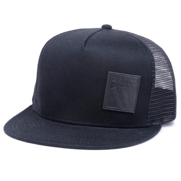 leather patch flat bill trucker hat