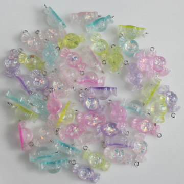 10*13*24MM clear glitter necklace pendants resin bright flatback candy charms for jewelry making
