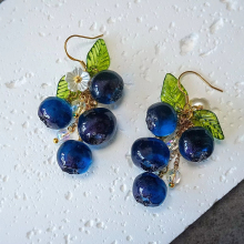 Handmade Blueberry Imitation Pearl Drop Earrings