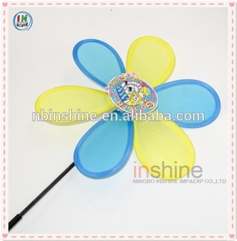 Latest design polyester and plastic garden windmill , custom design flower windmill