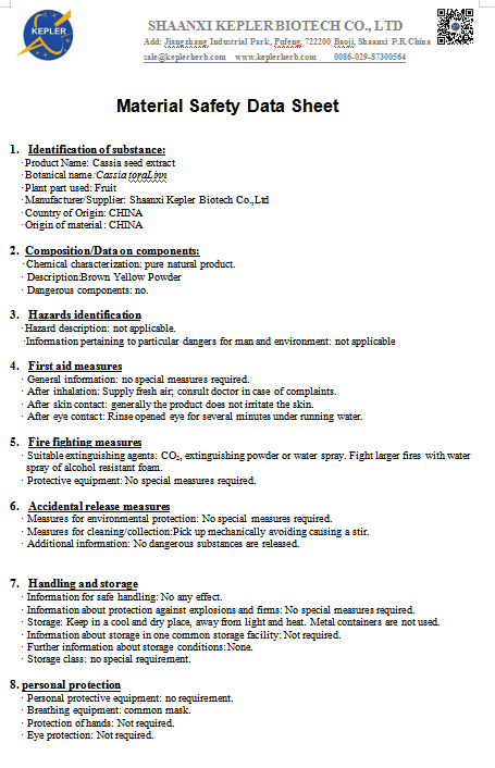 Cassia Seed Msds