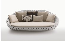 Aluminium Frame White Garden Rattan Sofa