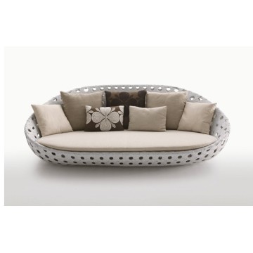 Ang Aluminyo Frame White Garden Rattan Sofa