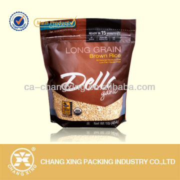 Reclosable standing plastic rice bags with clear window