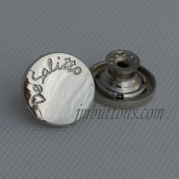 shiny silver embossed name jeans jacket buttons