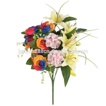 Cheap wholesale silk colorful rose plum blossom mixed bush artificial flower