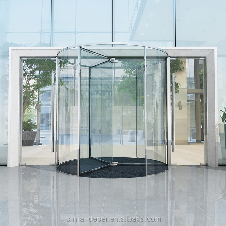 3/4 wings Crystal Automatic/Manual Revolving Door for office building