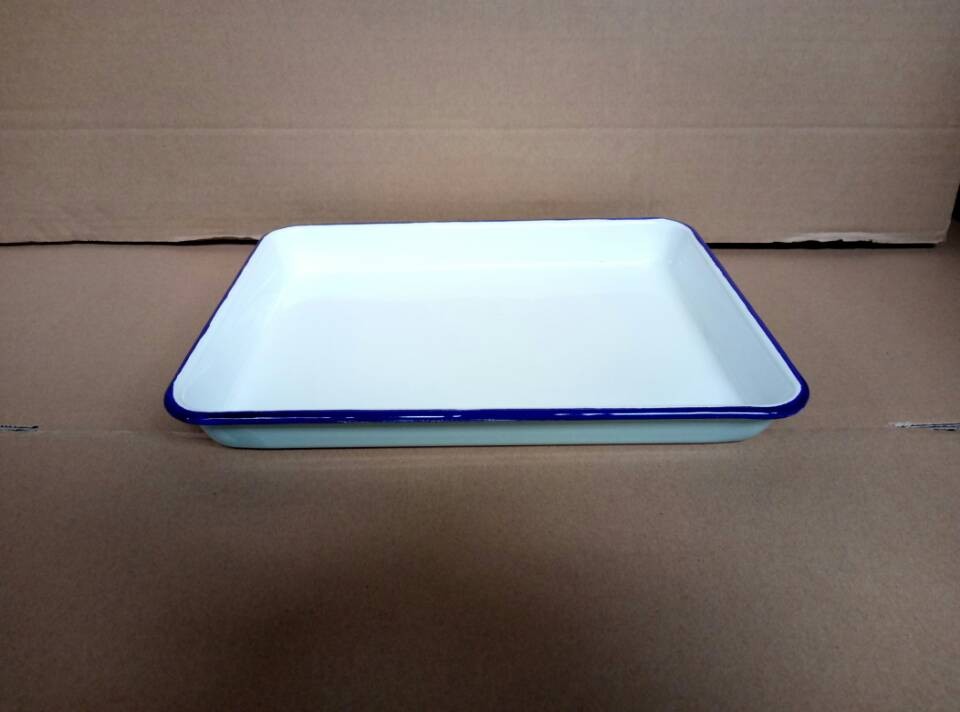 Logo and Color Customized Enamel Baking Tray with Rolled Rim