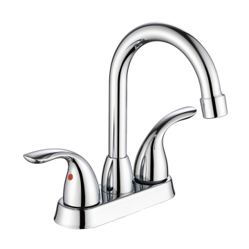 FUAO Brass double handles mono basin mixer
