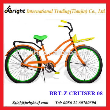 ladies colorful beach bike front with steel carrier