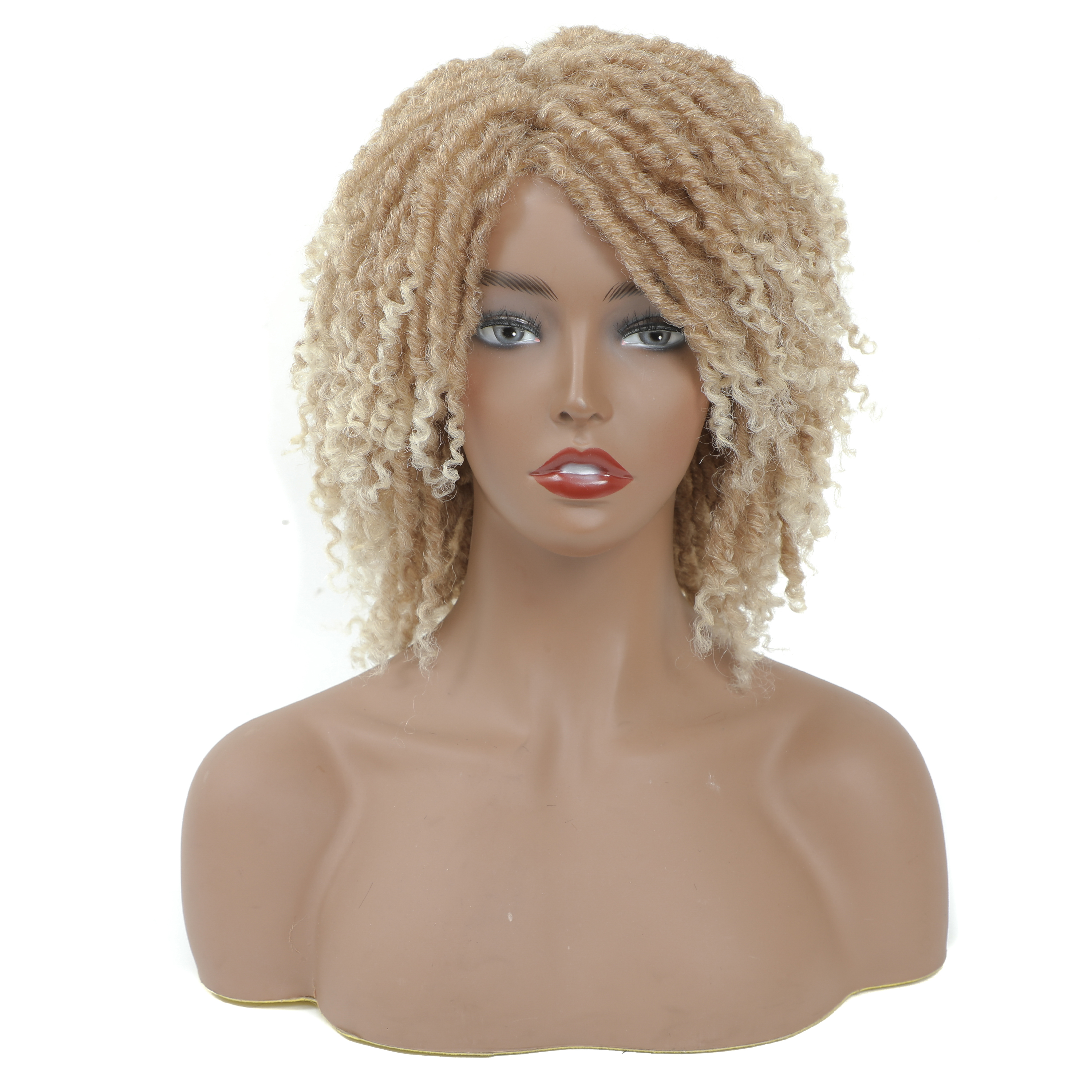 MYZYR Short Synthetic wig For Black Women 14"Inch High Temperature Fiber Dreadlock Ombre Soft Crochet Twist braid Hair