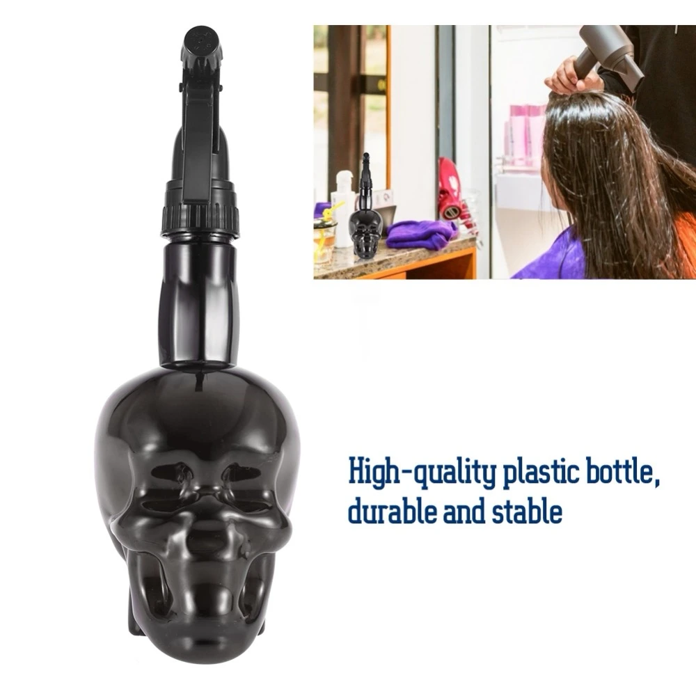 Hairdressing Spray Bottle Refillable Skull Salon Haircut Hair Salon Water Mist Sprayer 500ml Black Barber Styling Cutting Tool