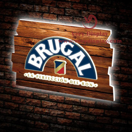 Brugal light display with woodfoil front