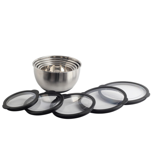 Stainless steel mixing bowl with Transparent lid