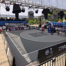 Durable synthetic interlocking outdoor basketball flooring