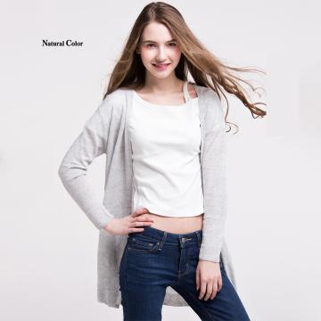 100% pure flax knitted long female cardigan