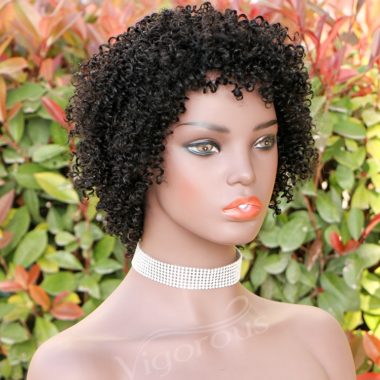 Short bob afro curly wholesale inch pixie cut wave black cheap glueless brazilian real human hair wigs black women
