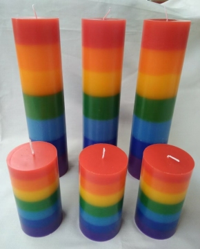 Different Colorful Pillar Candle Rainbow candle