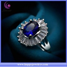 Elegant wedding ring blue zircon stone real 18k gold plated engagement ring prices ( YWR2014115-4)