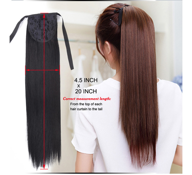 AliLeader High Quality Wholesale 18 Inch Silky Straight Pure Color Ponytail Clip In Ponytail Hair Extensions