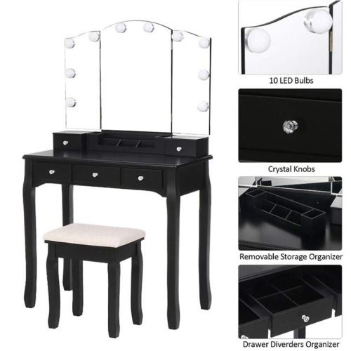 Black Bedroom Dresser Wooden Legs Dressing Room Table