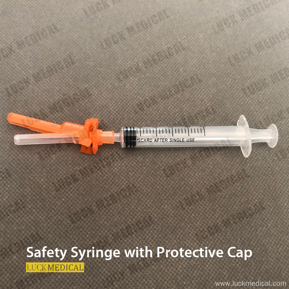 Disposable Medical Safety Syringe with Protective Cap