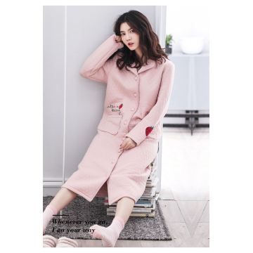 Pyjama-Set aus bedrucktem und einfarbigem Inselfleece in Rosa