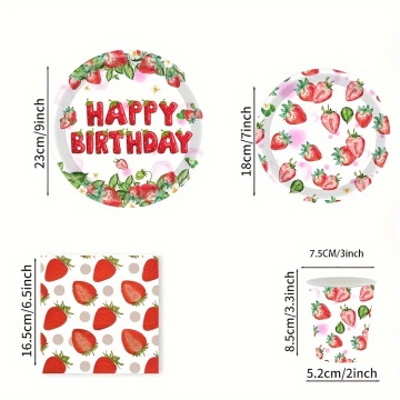 Strawberry Theme Birthday Party Supplies: Tableware & Party Favors