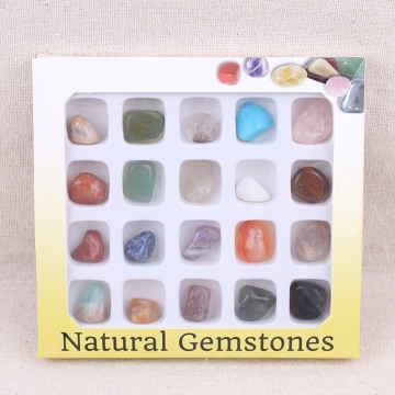 20pcs/Set Natural Stones Box Fossiles Raw Minerals Crystals Agates Specimen For Education Home Decors