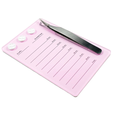 Pink Acrylic Lash Tile with Magnet Tweezers Holder