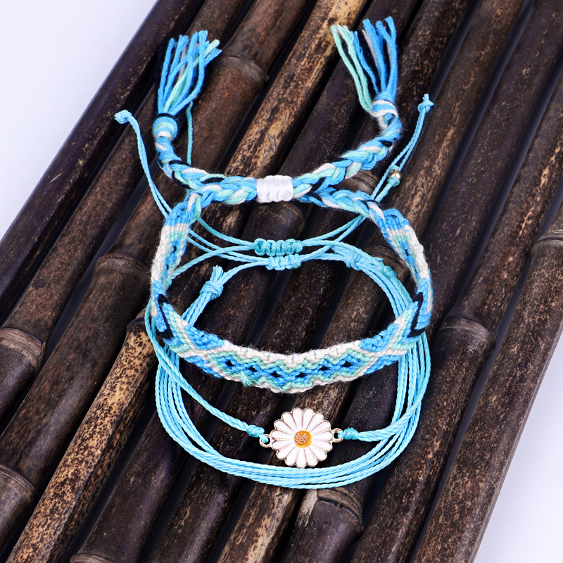 Pulseras impermeables hechas a mano de la amistad de la pulsera del encanto del girasol para las mujeres