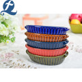 Microwave safe oval corrugated carving ceramic bakeware set