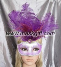 Christmas ball purple with silver Venetian Feather mask carnival