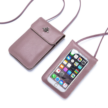 Women's Real Leather Touch Screen Mobile Phone Sling Bags