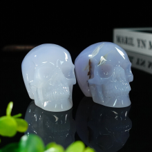 Natural Blue Chalcedony Crystal Skulls - Hand Carved & Customizable Options in Stock