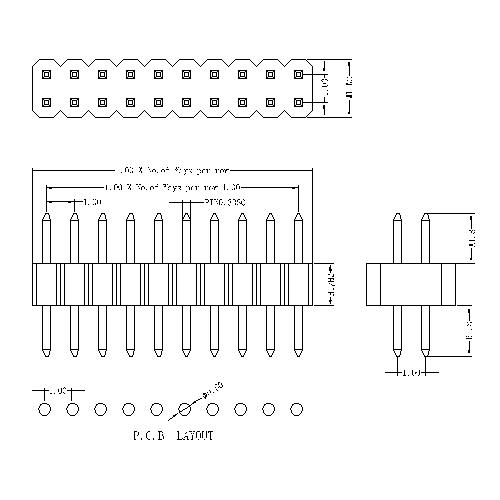 1.00 mm Pin Header Dual Row Straight Type