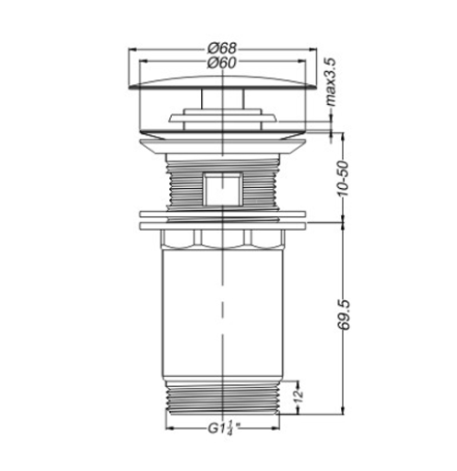 push type basin waste