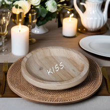 Retro Round Wood Tray for Coffee and Dining Tables