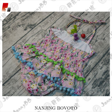 girls pom pom trimmed play suit romper