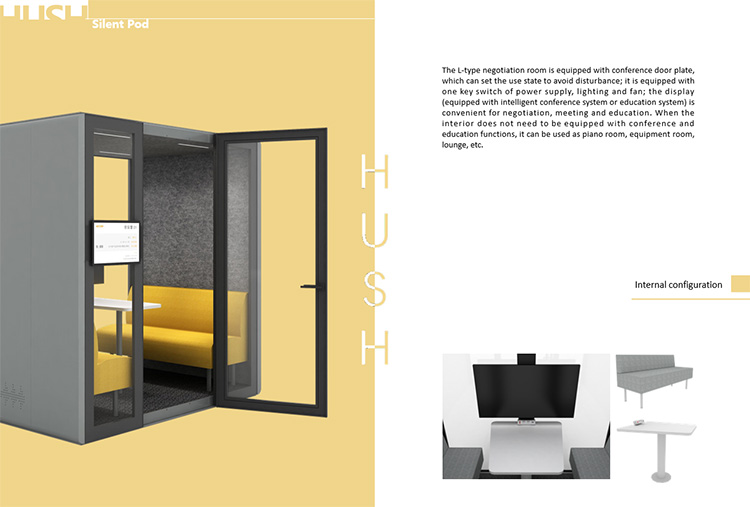 Modern design movable silence acoustic phone booth soundproof office meeting pod
