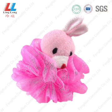 Pink rabbit mesh sponge bath ball