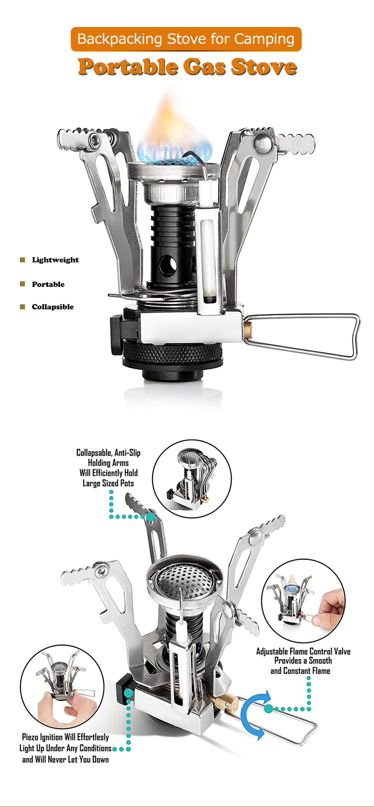 NPOT Custom folding out door camping stove mini gas stove camping